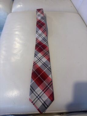 Express Red and Gray Plaid Neck Tie